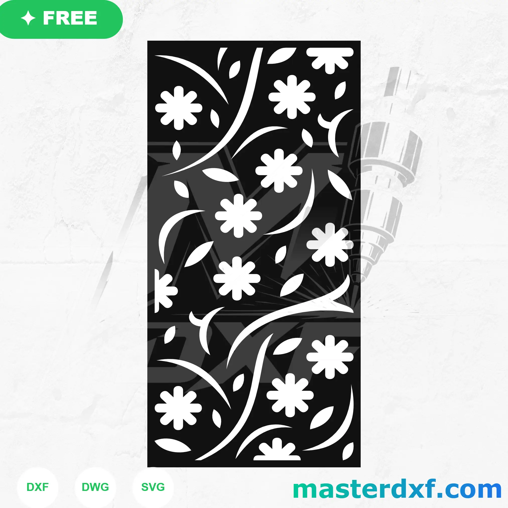 Vine Flower Scatter DXF Panel for Delicate Botanical Doors DXF File